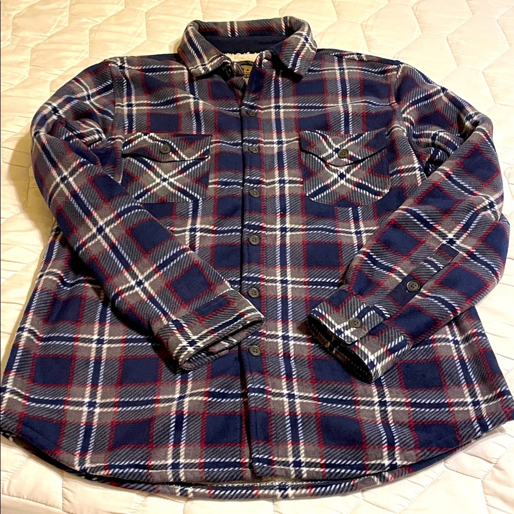 Men's Plaid Flannel Shirt - Blue and Red